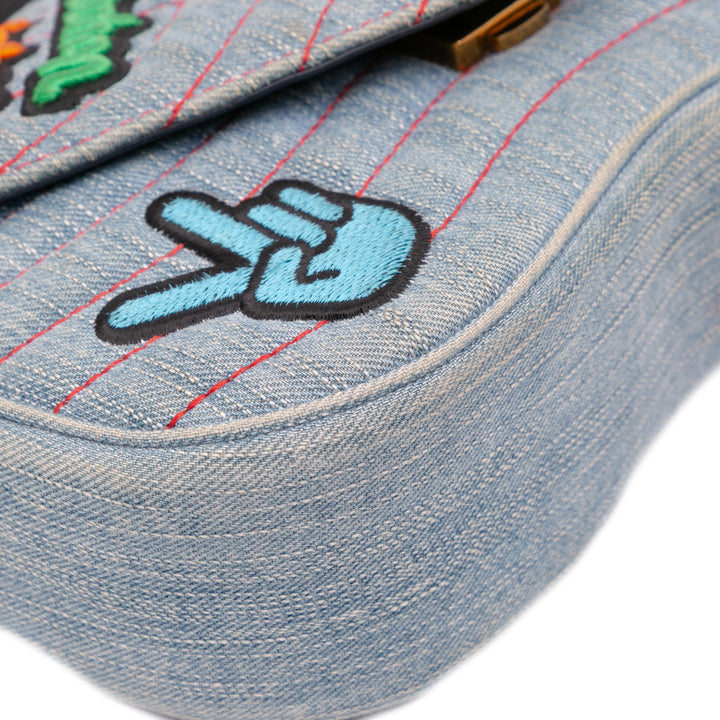 Limited Edition Denim Patches New Wave Chain MM Blue - Gaby Paris
