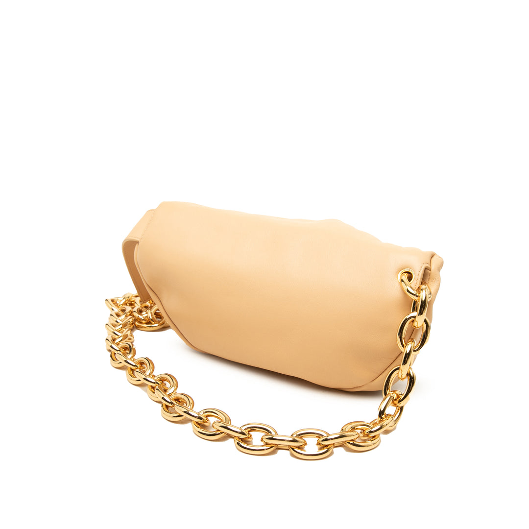 Bottega Veneta Pochette Ceinture Chaîne Cuir d'agneau Beige – vue 2 – GABY PARIS