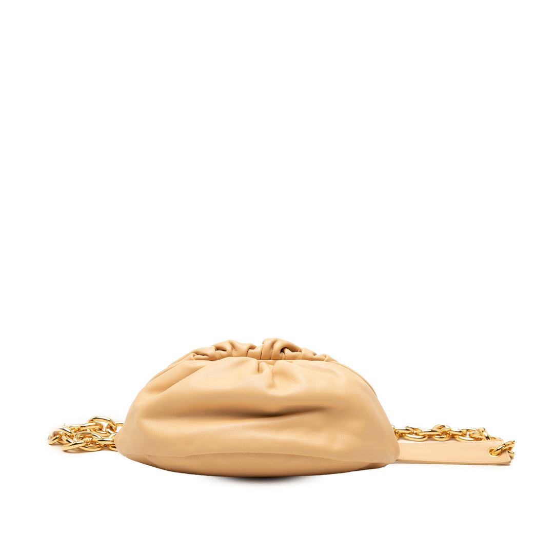 Bottega Veneta Pochette Ceinture Chaîne Cuir d'agneau Beige – vue 3 – GABY PARIS