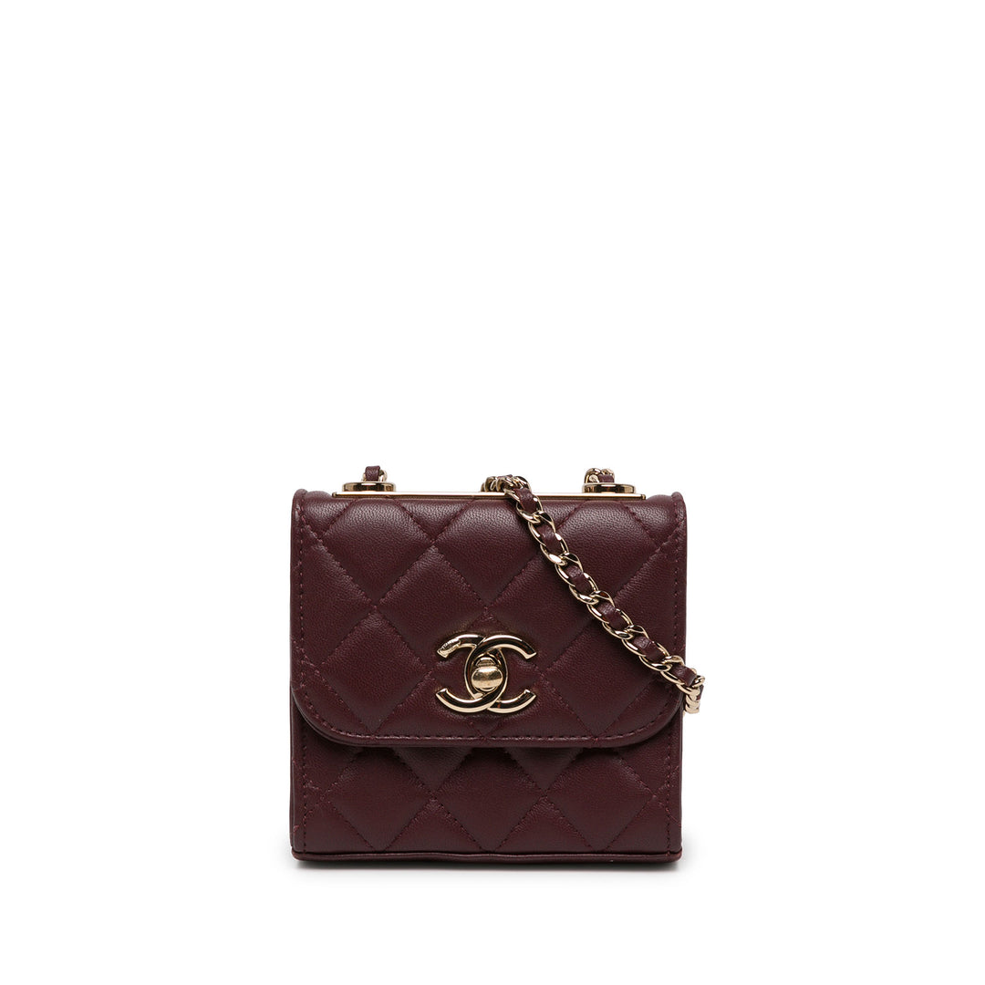 Chanel Pochette Matelassé Trendy CC avec chaîne Mini Cuir d'agneau Rouge – vue principale – GABY PARIS