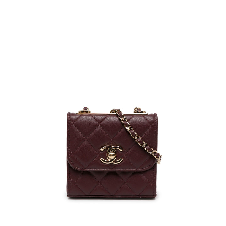 Chanel Pochette Matelassé Trendy CC avec chaîne Mini Cuir d'agneau Rouge – vue principale – GABY PARIS