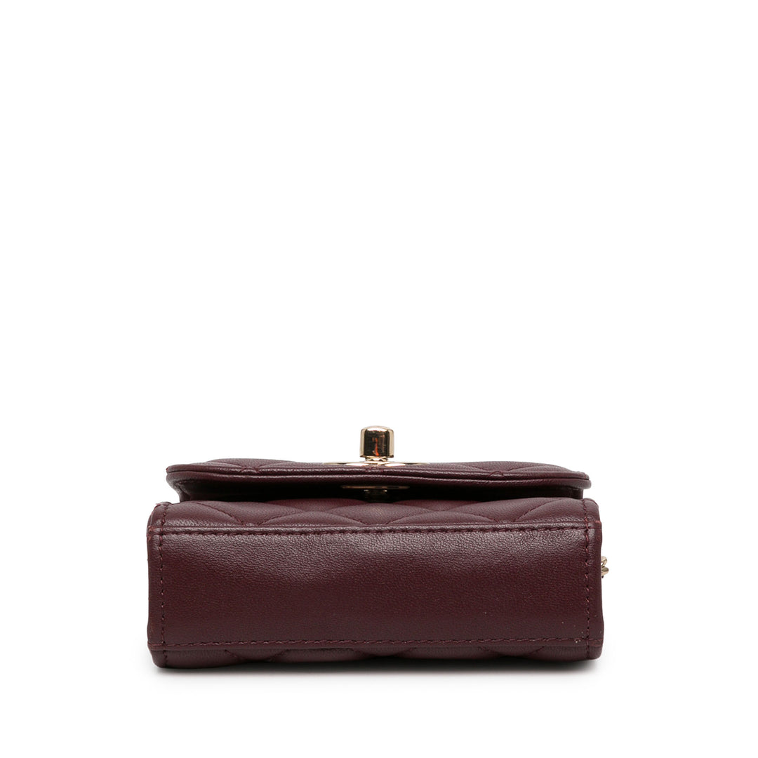 Chanel Pochette Matelassé Trendy CC avec chaîne Mini Cuir d'agneau Rouge – vue 3 – GABY PARIS