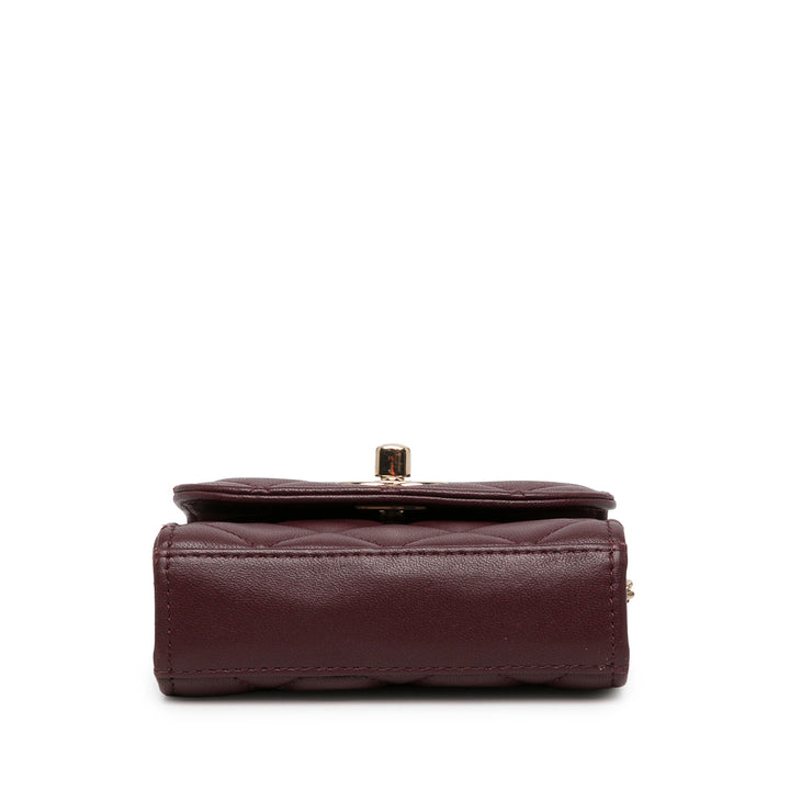 Chanel Pochette Matelassé Trendy CC avec chaîne Mini Cuir d'agneau Rouge – vue 3 – GABY PARIS