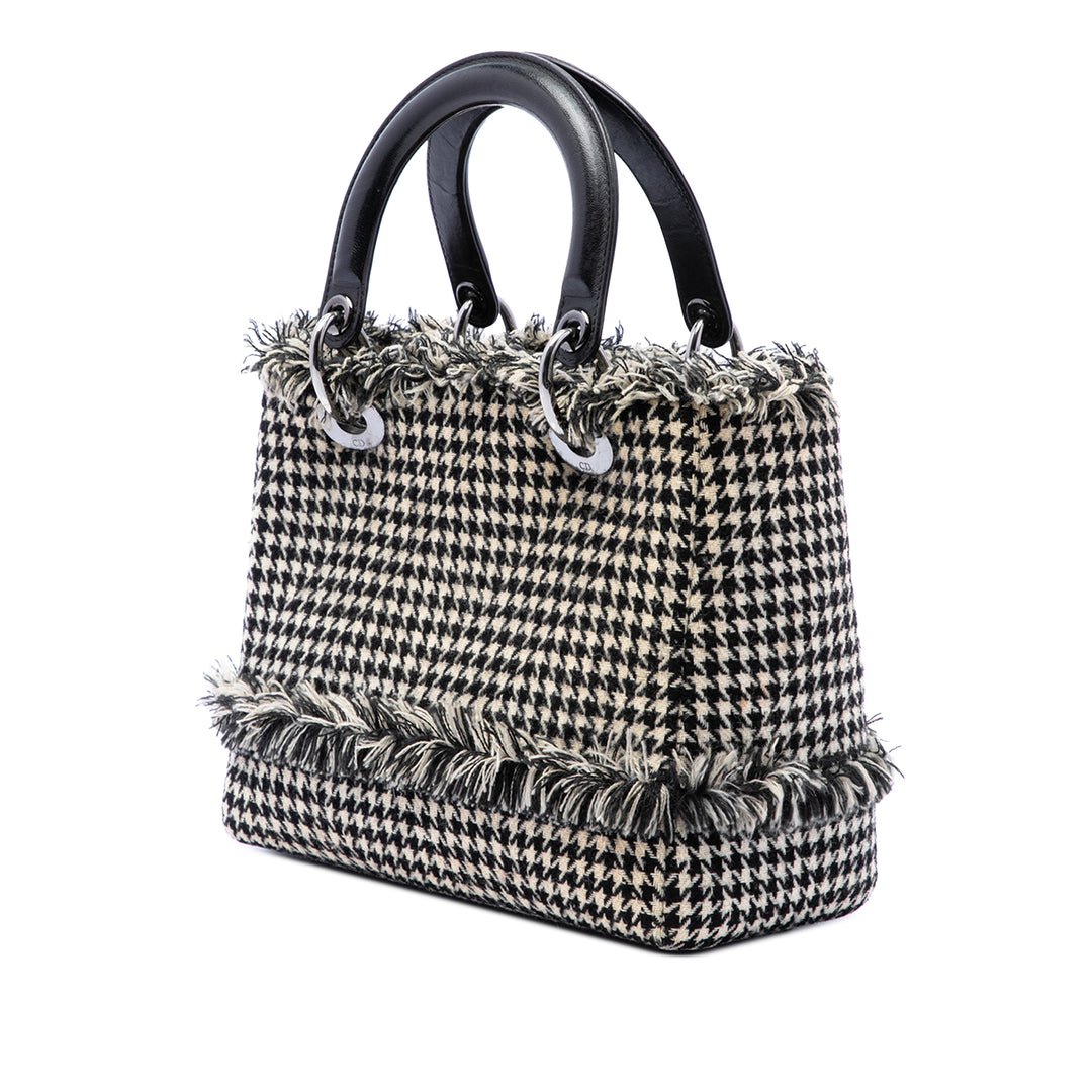 Dior Fringe Houndstooth Lady Dior Moyen Tweed Noir – vue 2 – GABY PARIS