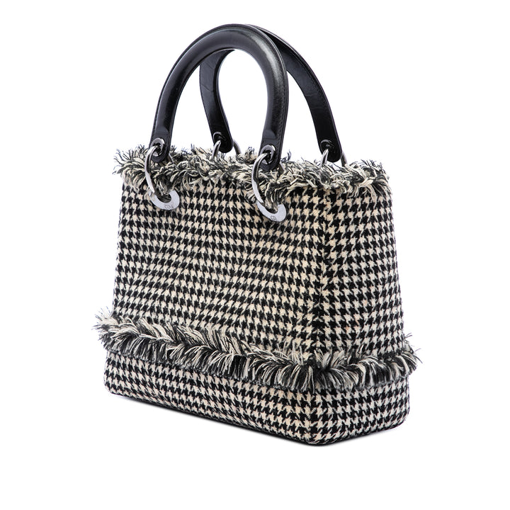Dior Fringe Houndstooth Lady Dior Moyen Tweed Noir – vue 2 – GABY PARIS
