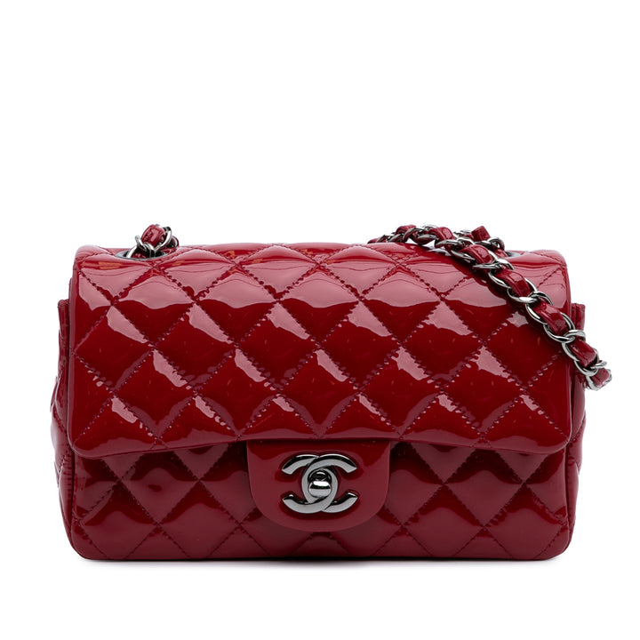 Mini Rectangular Classic Patent Single Flap Red - Gaby Paris