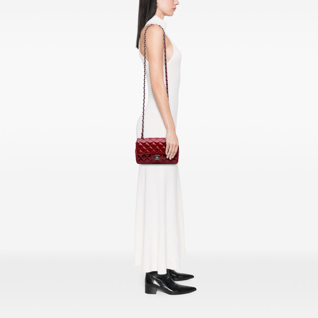 Mini Rectangular Classic Patent Single Flap Red - Gaby Paris