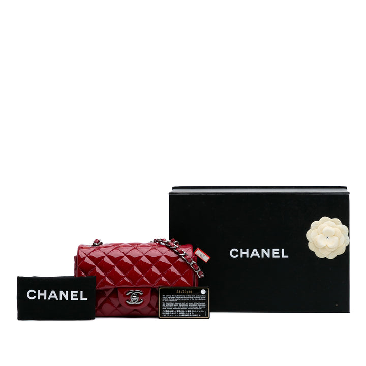 Mini Rectangular Classic Patent Single Flap Red - Gaby Paris