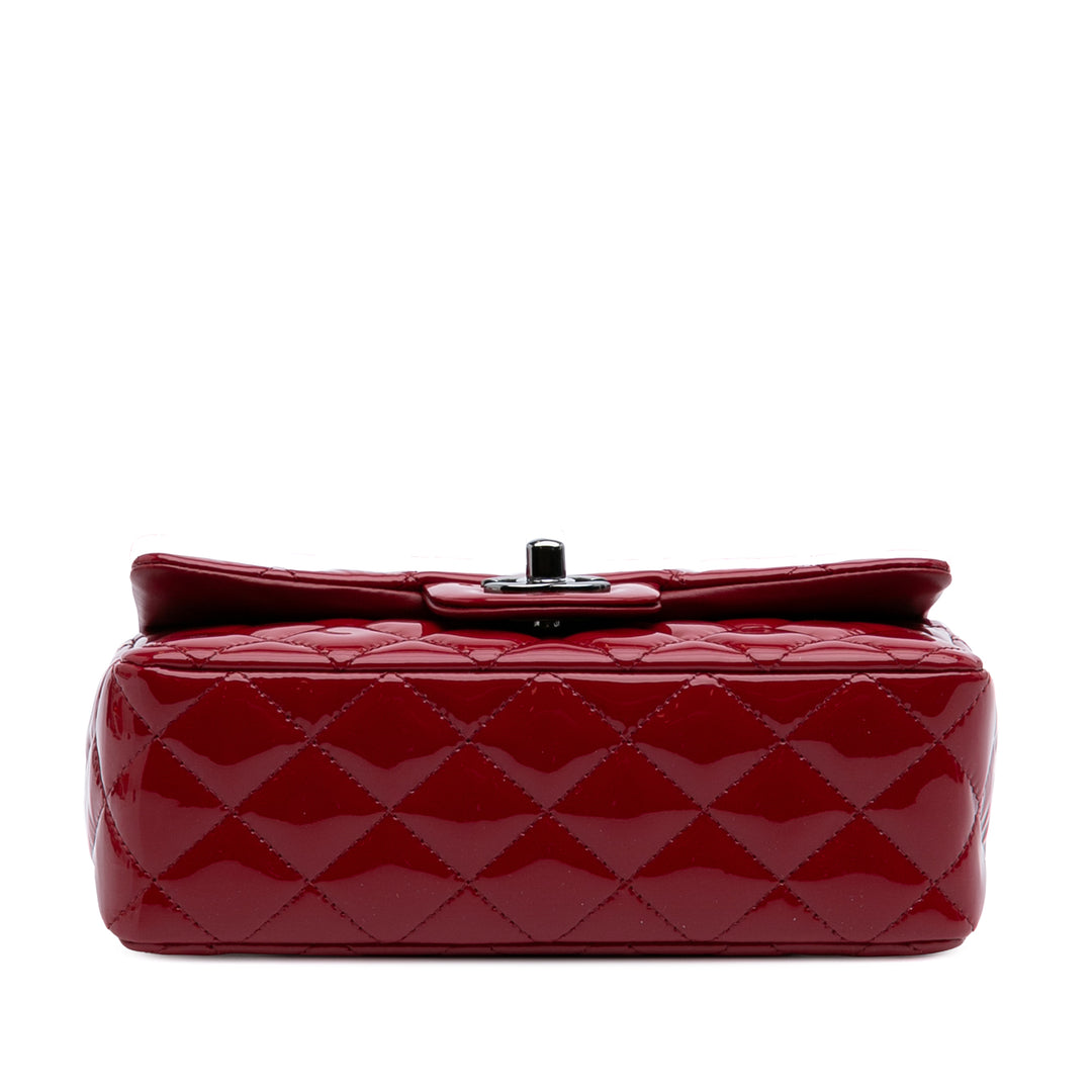 Mini Rectangular Classic Patent Single Flap Red - Gaby Paris