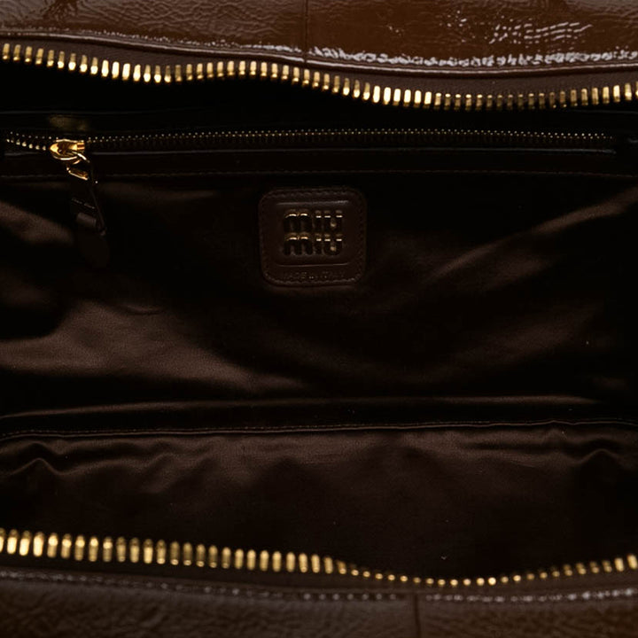 Miu Miu Sac à main Naplak Logo Beau Grand Marron – vue 4 – GABY PARIS