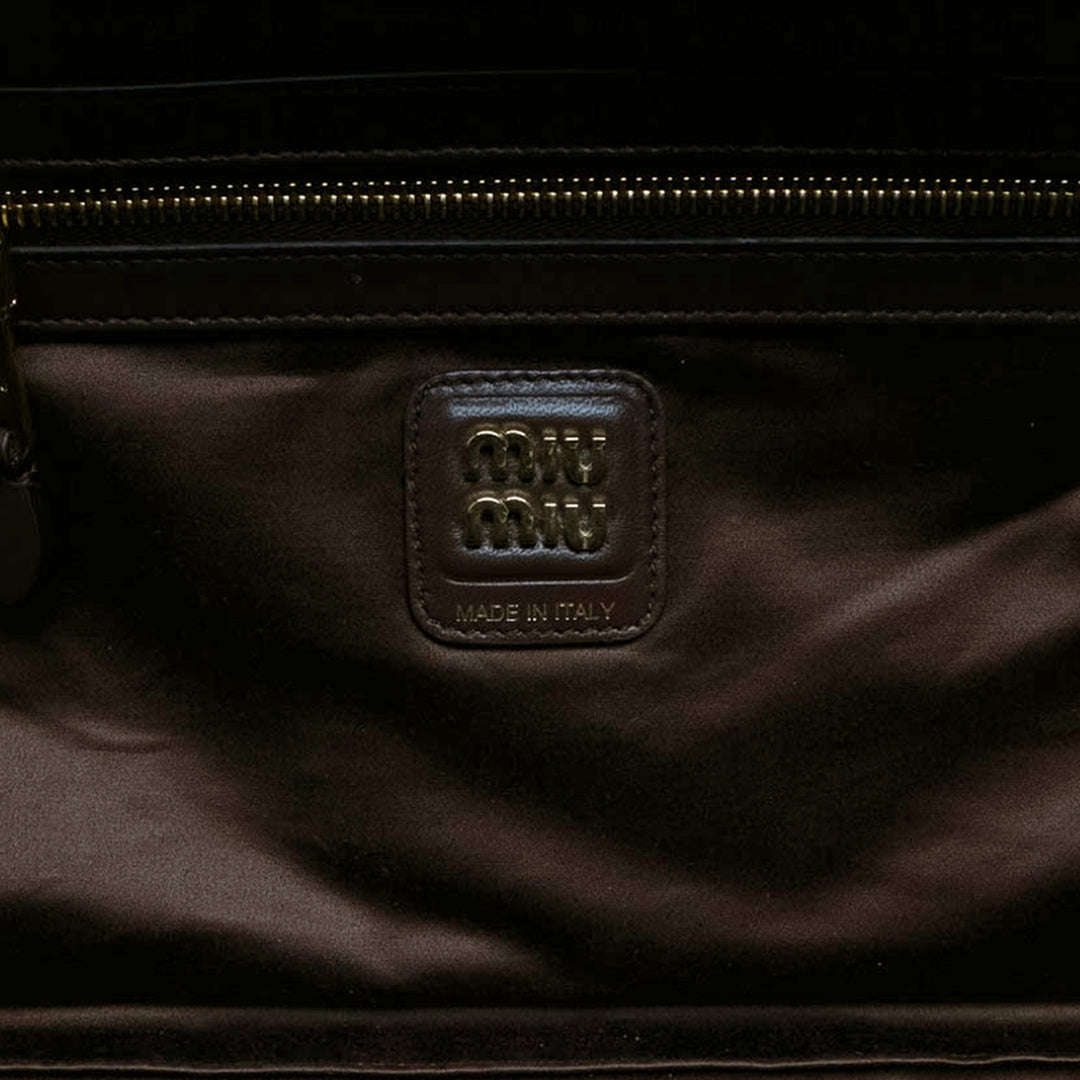 Miu Miu Sac à main Naplak Logo Beau Grand Marron – vue 5 – GABY PARIS