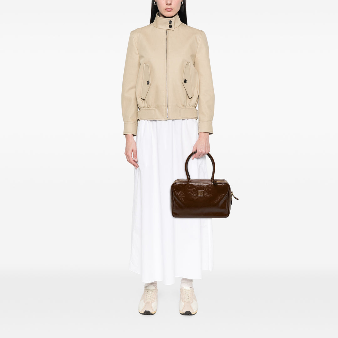 Miu Miu Sac à main Naplak Logo Beau Grand Marron – vue 6 – GABY PARIS