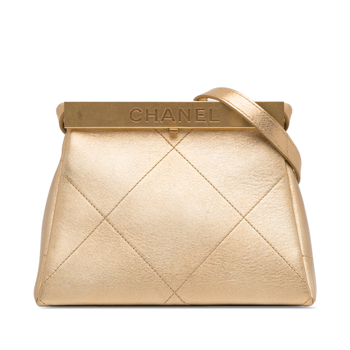 Chanel Calfskin Kiss Lock Frame Bag Gold - GABY PARIS