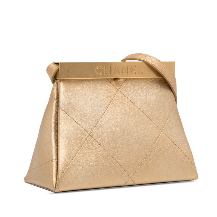 Chanel Calfskin Kiss Lock Frame Bag Gold - GABY PARIS