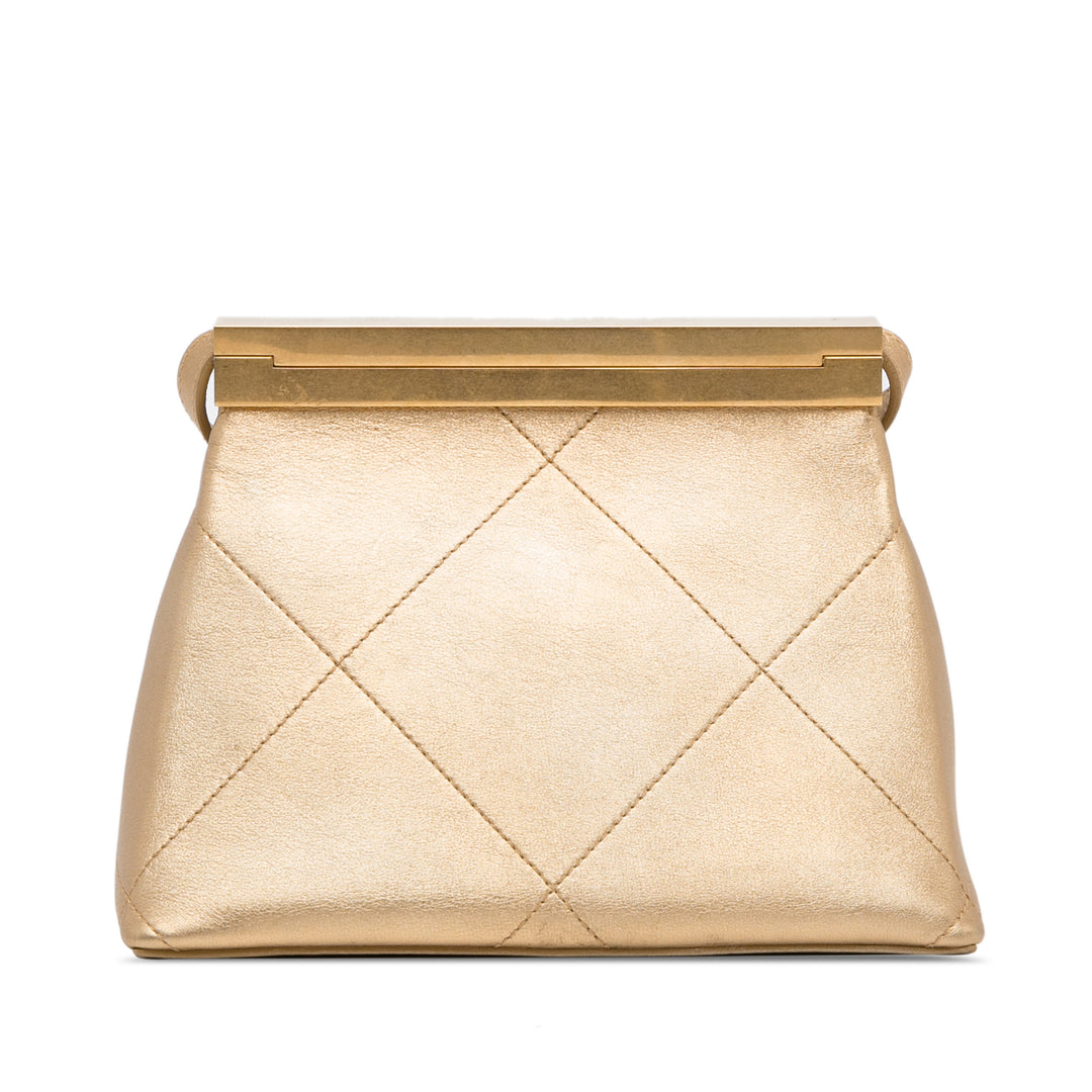 Calfskin Kiss Lock Frame Bag Gold - Gaby Paris