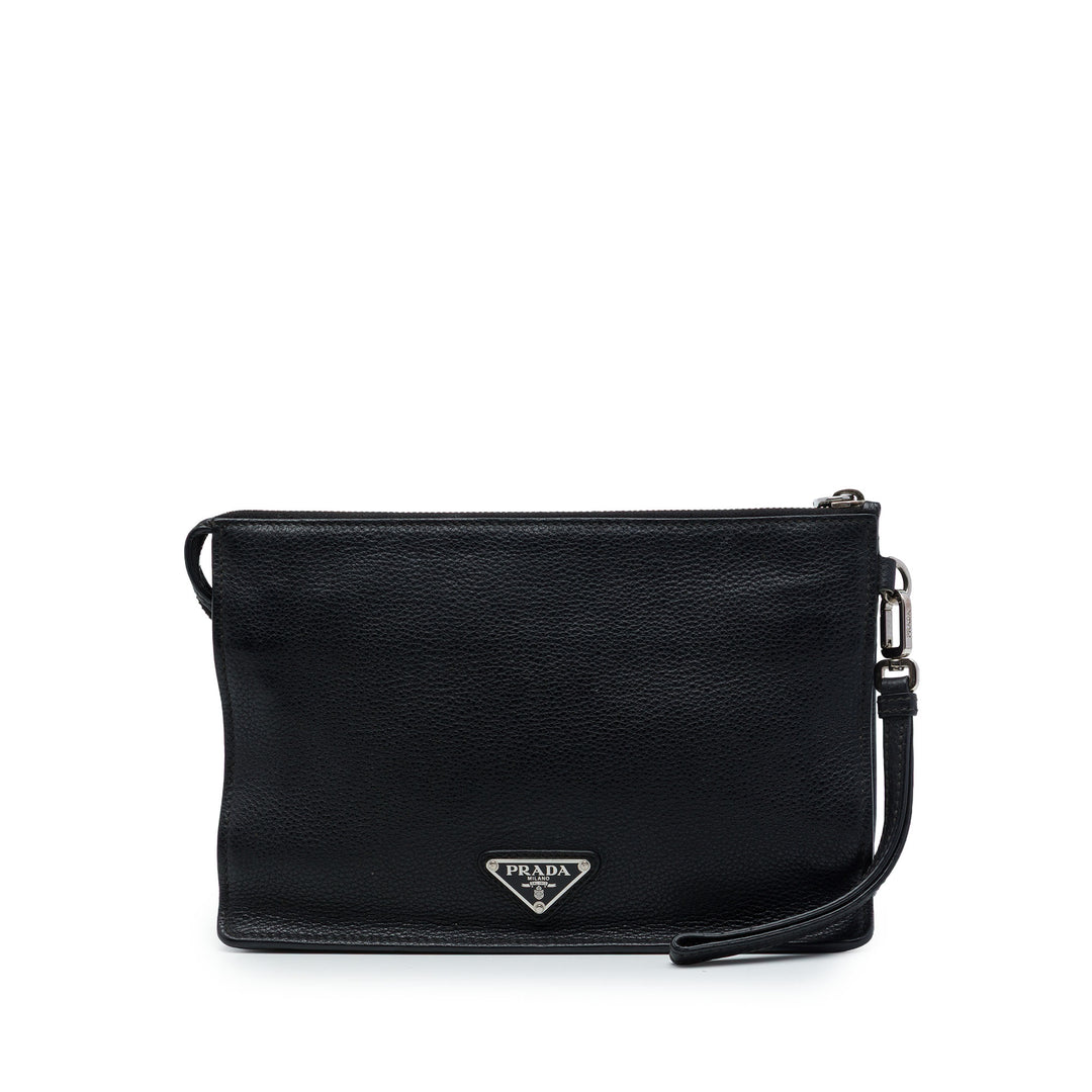 Vitello Daino Wristlet Pochette Noir