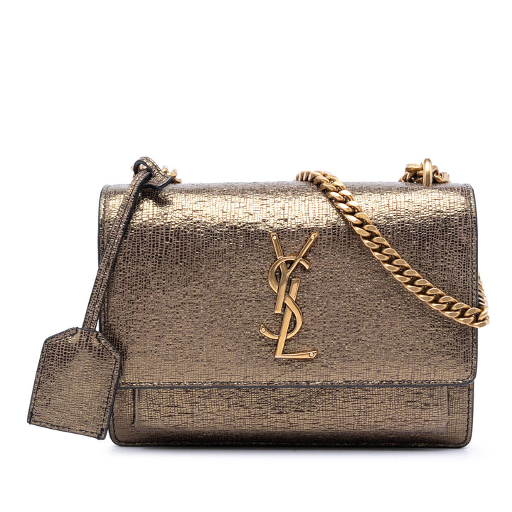 Saint Laurent Small Metallic Lizard embossé Cuir Monogram Sunset Sac porté croisé