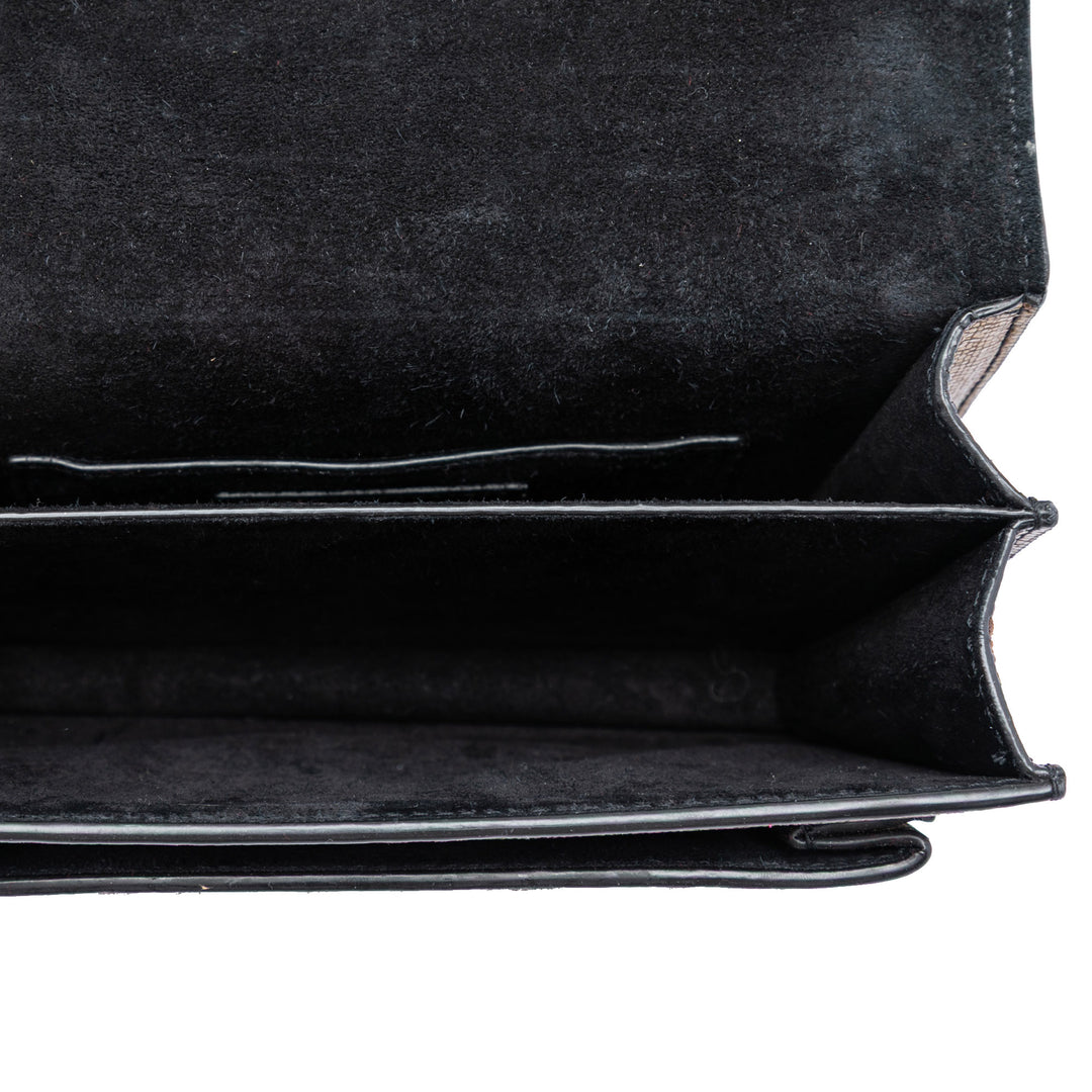 Saint Laurent Small Metallic Lizard embossé Cuir Monogram Sunset Sac porté croisé
