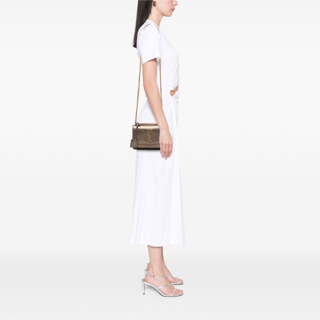Saint Laurent Small Metallic Lizard embossé Cuir Monogram Sunset Sac porté croisé