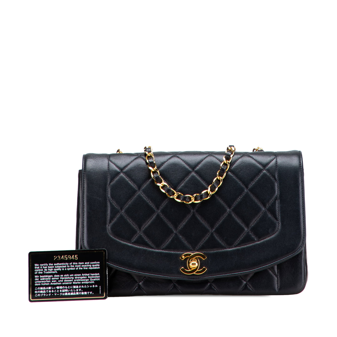 Medium Lambskin Diana Flap Black - Gaby Paris