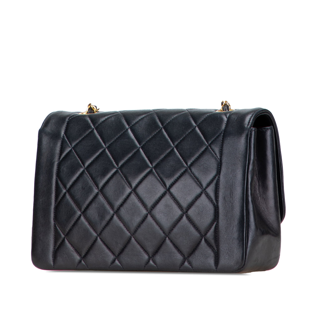 Medium Lambskin Diana Flap Black - Gaby Paris
