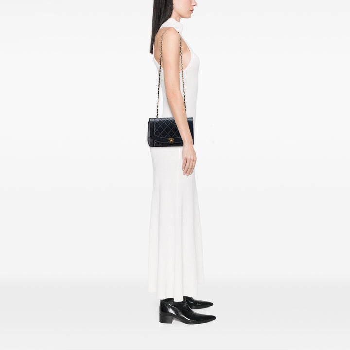 Medium Lambskin Diana Flap Black - Gaby Paris