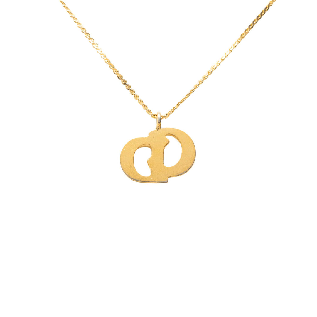 Dior plaqué CD Logo Pendant Collier Doré – vue 3 – GABY PARIS