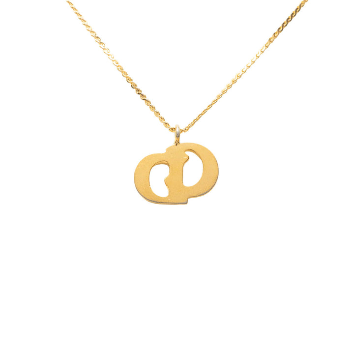 Dior plaqué CD Logo Pendant Collier Doré – vue 3 – GABY PARIS