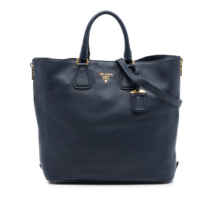 Prada Vitello Daino Side Zip Open Convertible Cabas