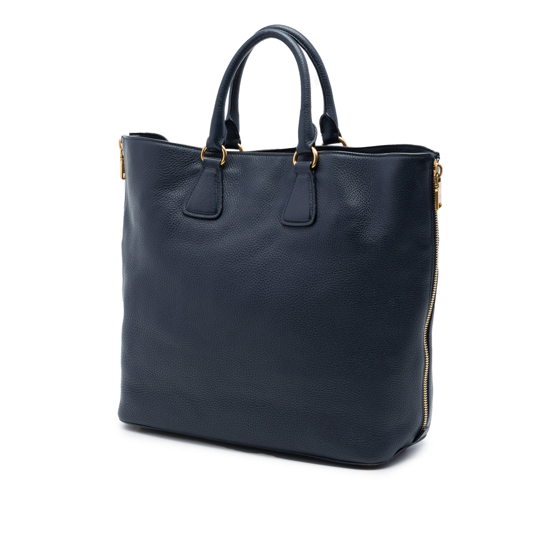 Prada Vitello Daino Side Zip Open Convertible Cabas