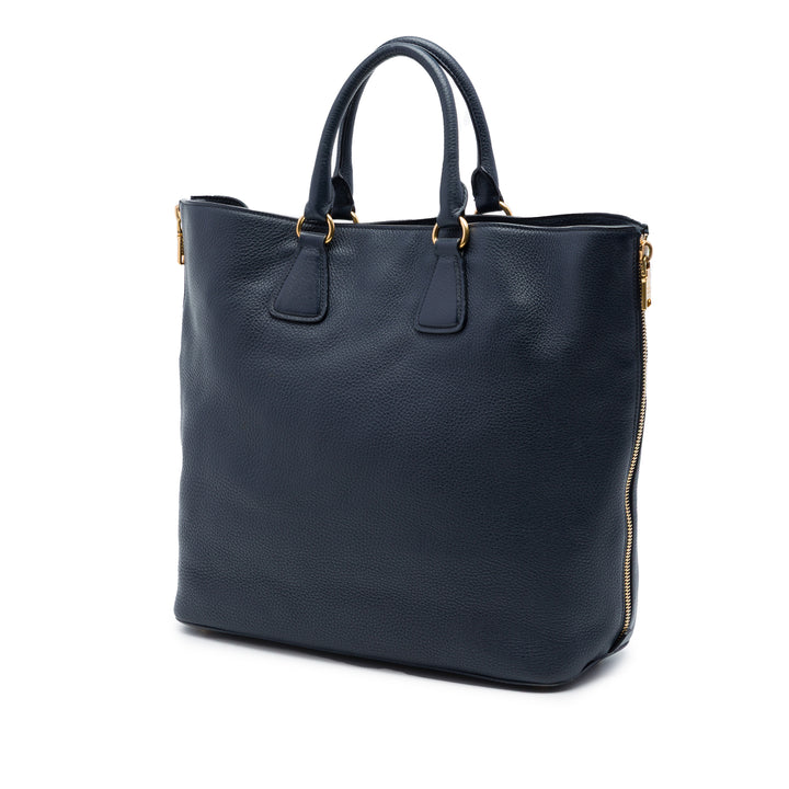 Prada Vitello Daino Side Zip Open Convertible Cabas