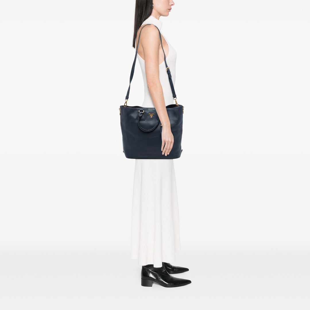 Prada Vitello Daino Side Zip Open Convertible Cabas