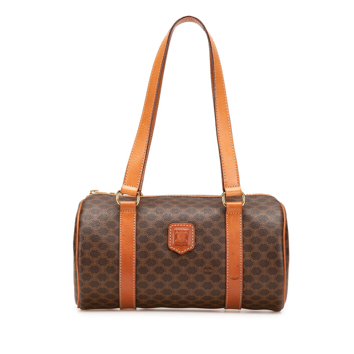 Macadam Coated Canvas Boston Bag Brown - Gaby Paris