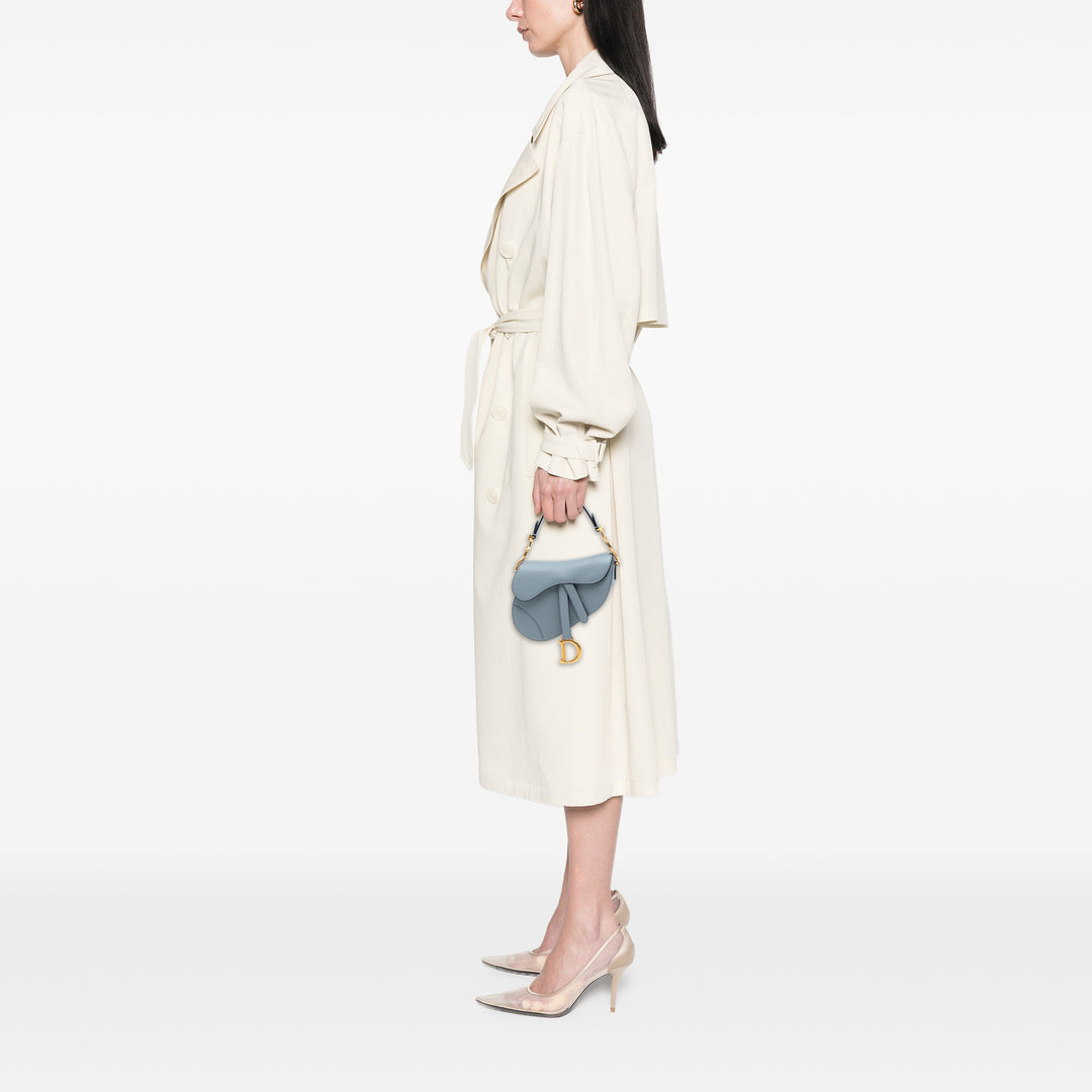 Dior Sac porté épaule grainé Saddle Cuir de veau grainé Bleu – vue 6 – GABY PARIS
