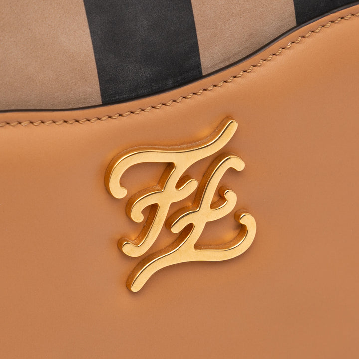 Fendi Cuir de veau Vitello King Nubuck Pequin Karligraphy Pocket Sac bandoulière