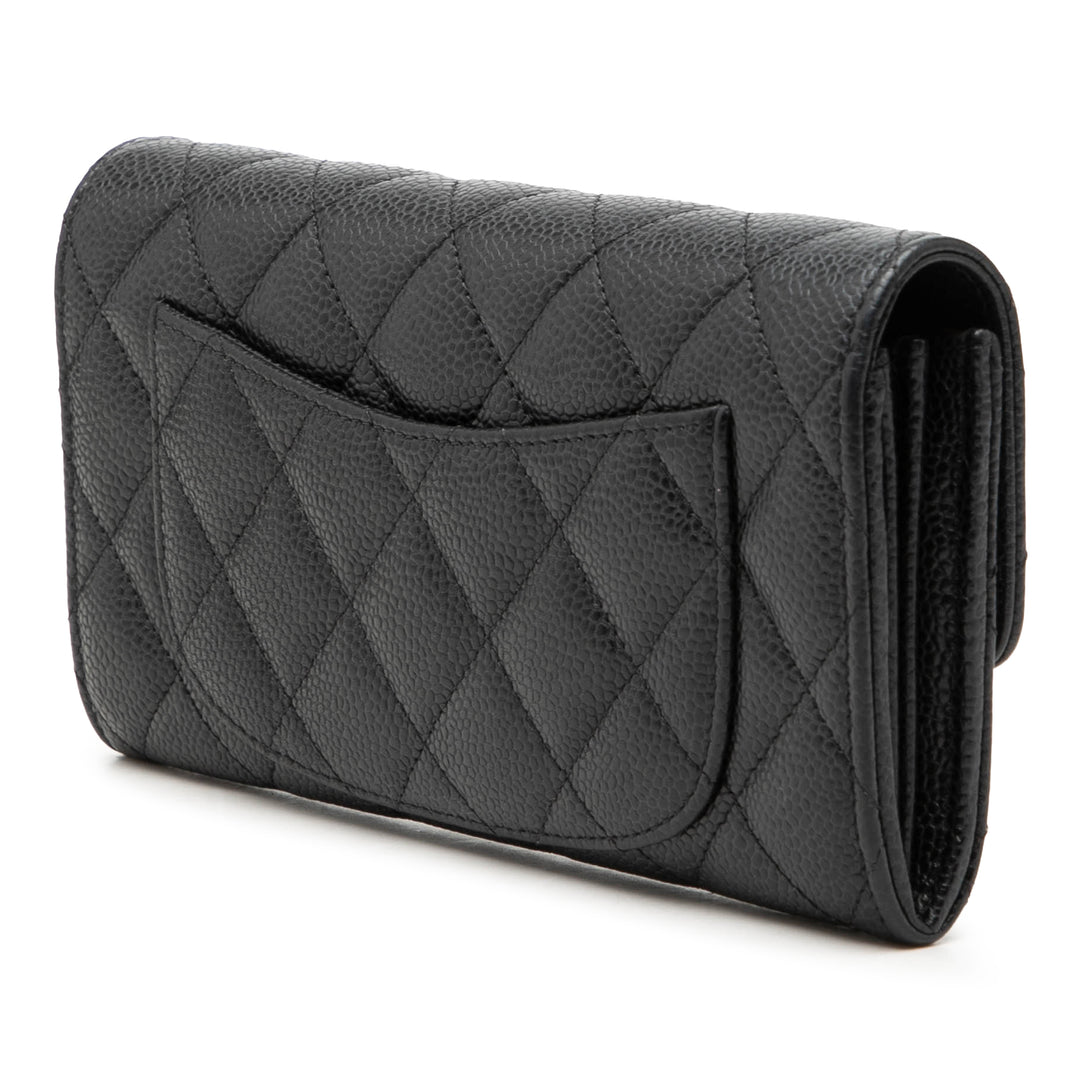 Chanel CC Matelassé Caviar Classic à rabat Portefeuille