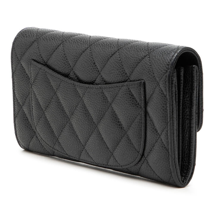 Chanel CC Matelassé Caviar Classic à rabat Portefeuille