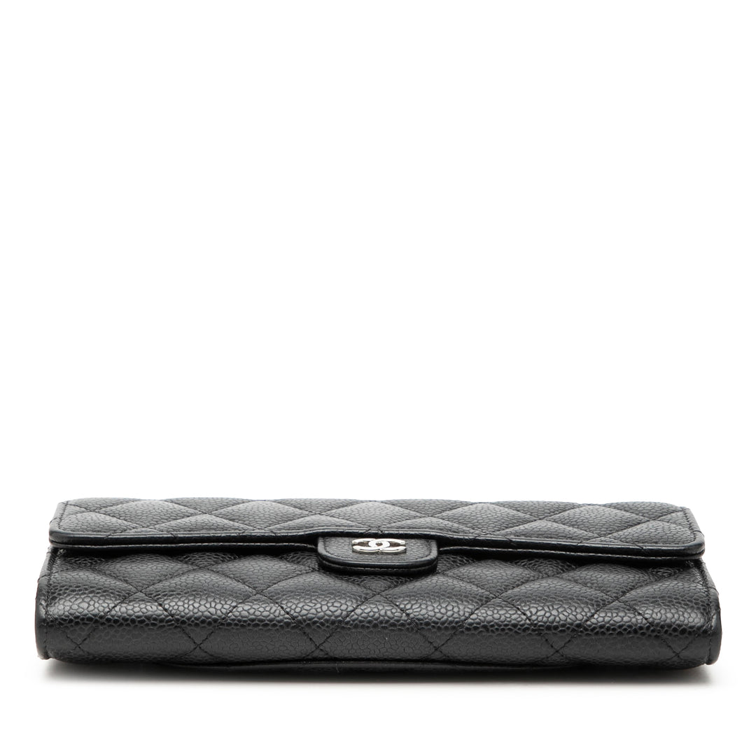 Chanel CC Matelassé Caviar Classic à rabat Portefeuille
