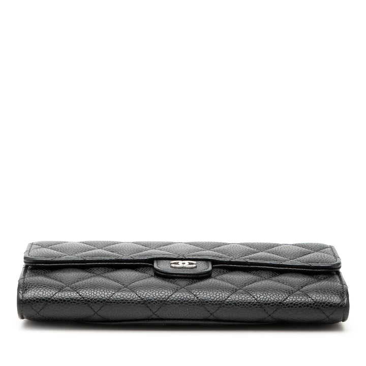 Chanel CC Matelassé Caviar Classic à rabat Portefeuille