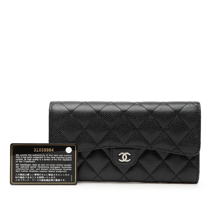 Chanel CC Matelassé Caviar Classic à rabat Portefeuille