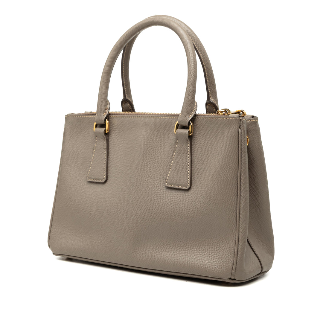 Prada Lux Galleria Double Zippé Sac Mini Saffiano Marron – vue 2 – GABY PARIS