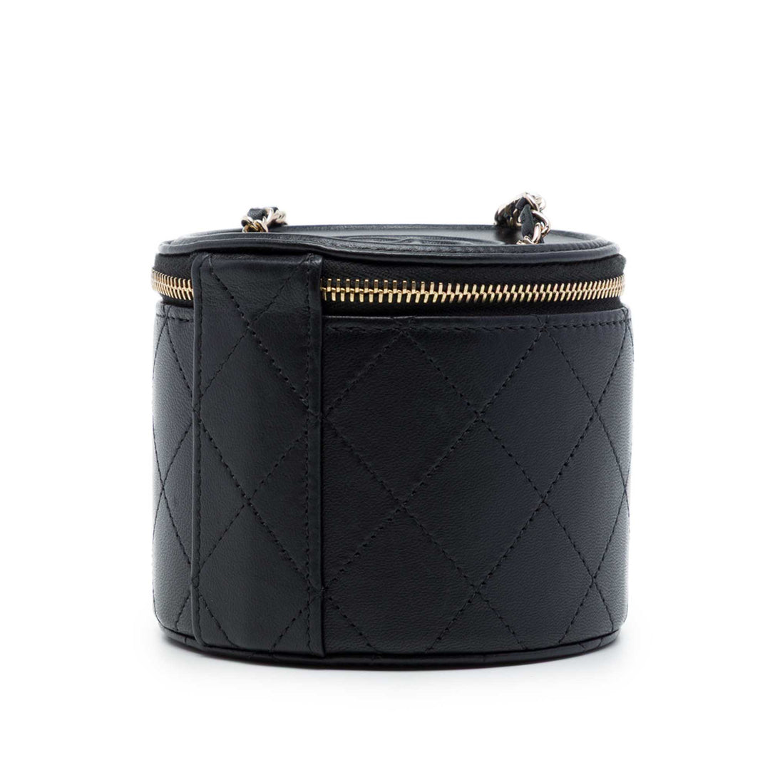 Matelassé Chaîne et Charm Vanity Cuir d'agneau Noir