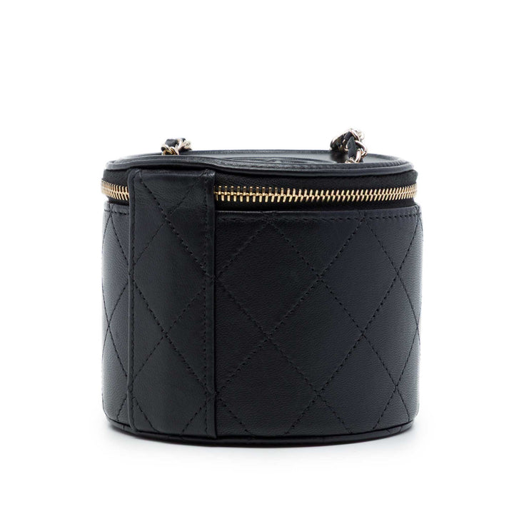 Matelassé Chaîne et Charm Vanity Cuir d'agneau Noir