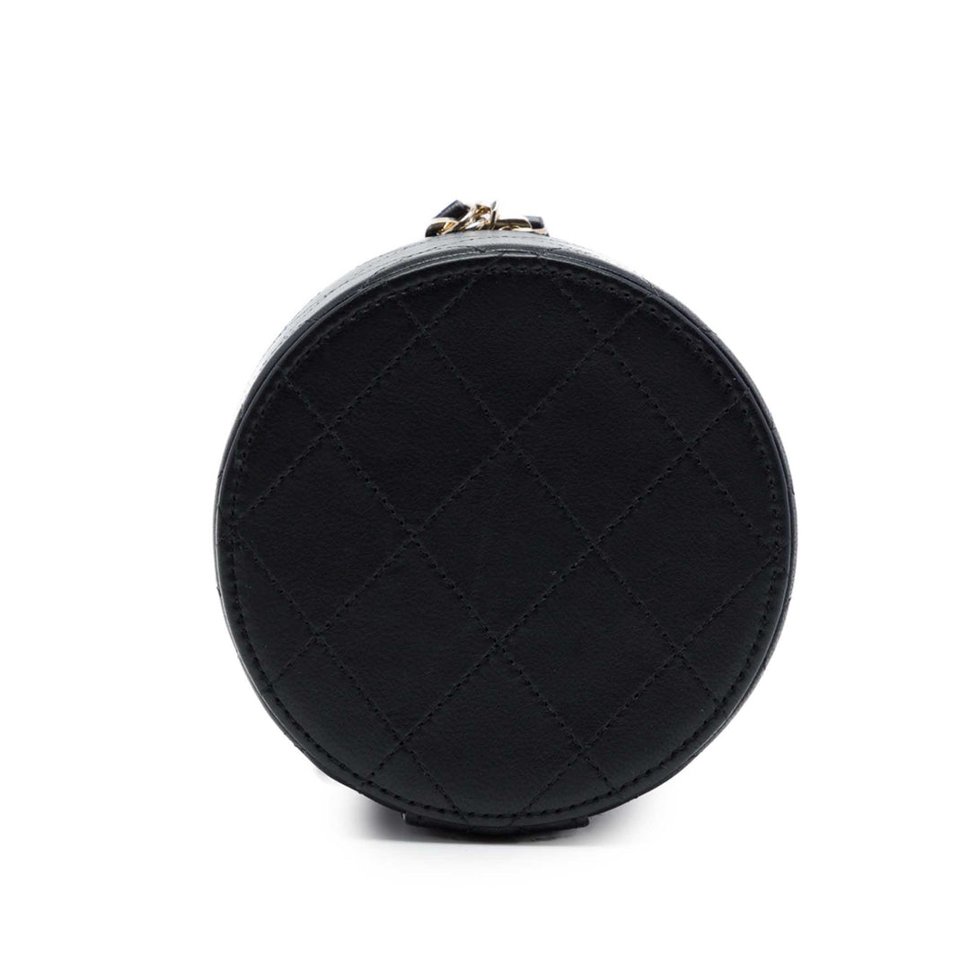 Matelassé Chaîne et Charm Vanity Cuir d'agneau Noir