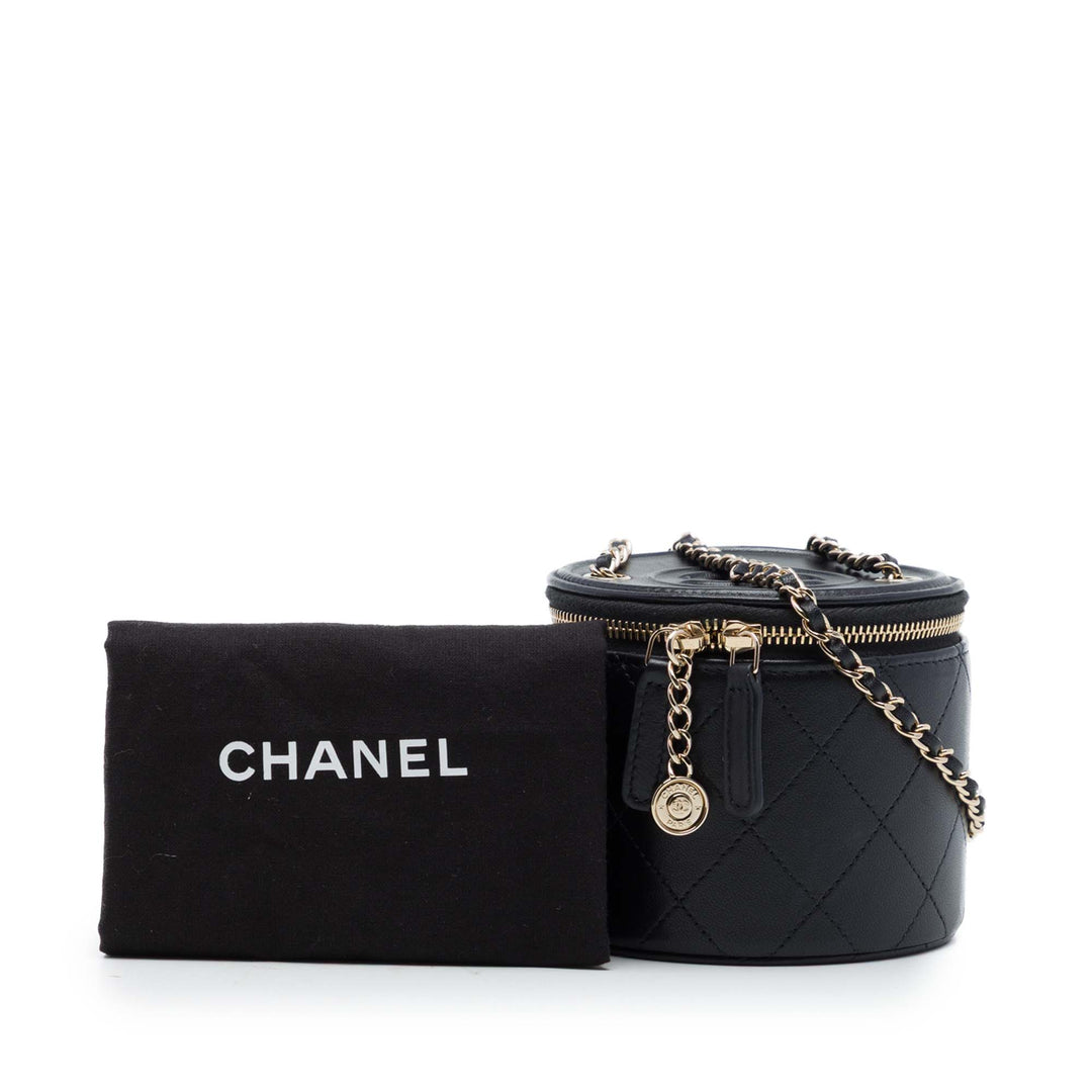 Matelassé Chaîne et Charm Vanity Cuir d'agneau Noir