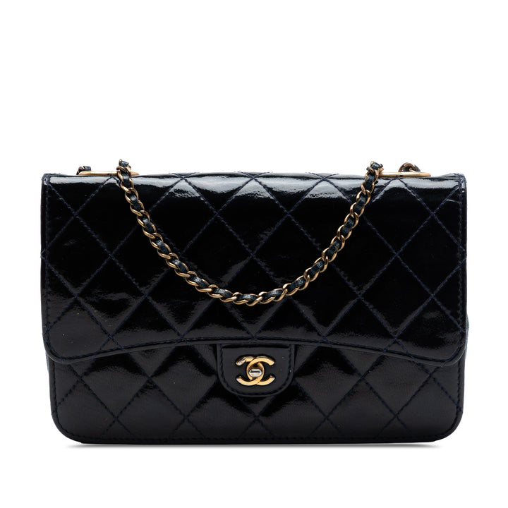 Chanel Matelassé Cuir verni et Cuir de chèvre CC Œillets Wallet on Chain
