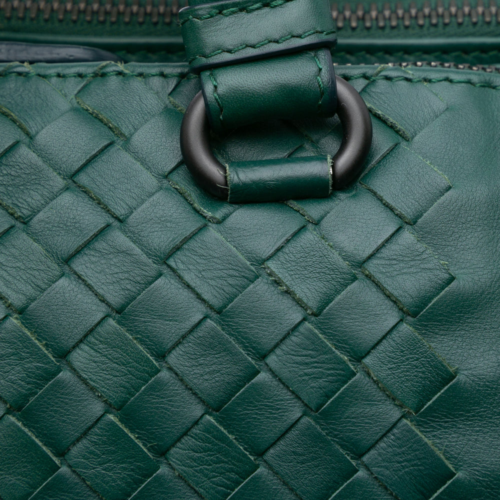 Large Nappa Intrecciato Leggero Satchel Green - Gaby Paris