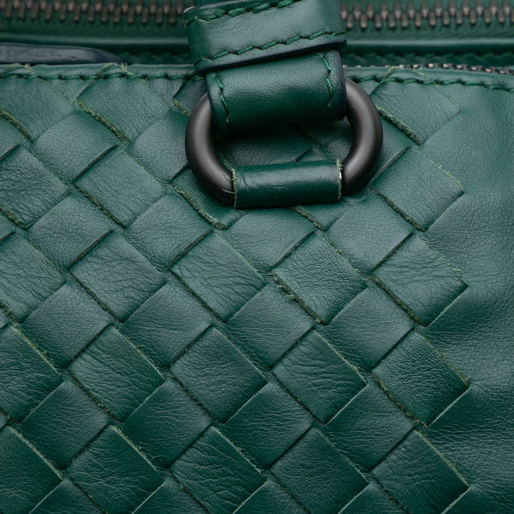 Large Nappa Intrecciato Leggero Satchel Green - Gaby Paris