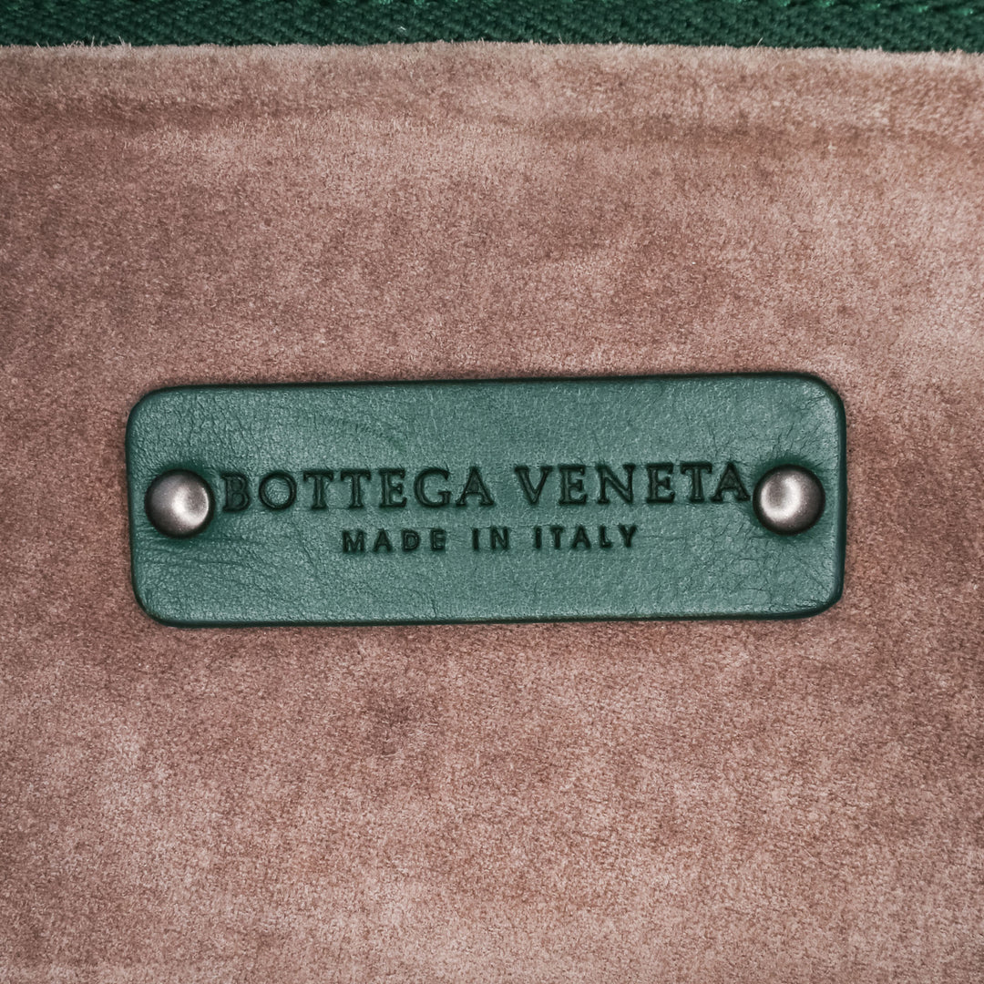 Large Nappa Intrecciato Leggero Satchel Green - Gaby Paris