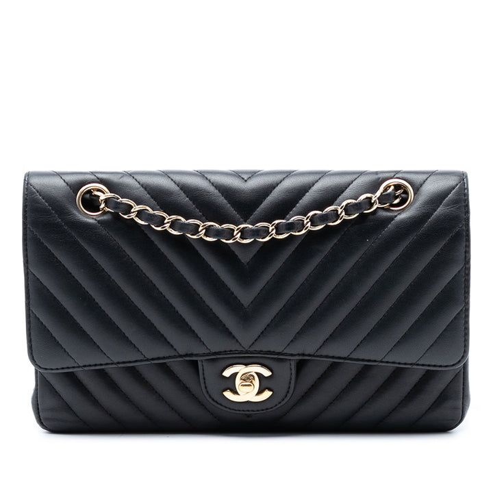 Chanel Medium Classic Chevron Cuir d’agneau Double rabat